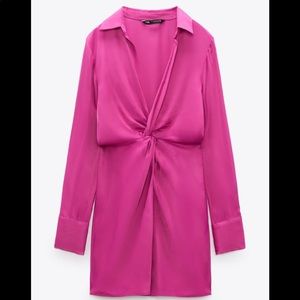 Zara Satin Hot Pink Dress